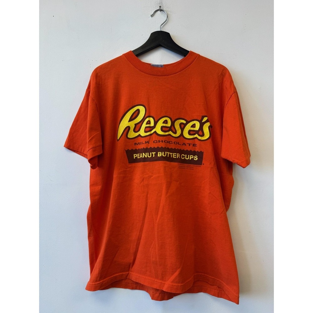 Vintage Reese's Coastal Concepts‎ Shirt Mens Large Orange Candy Graphic Tee 90s